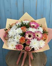 Букет цветов из:  Розы, Герберы и Хризантемы в Ковалево