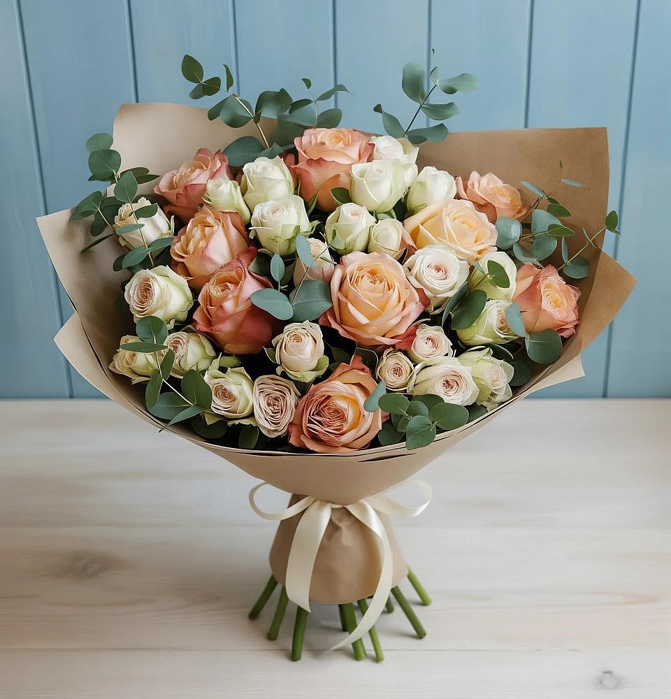 Букет цветов из: Альстромерии и Розы в Ковалево