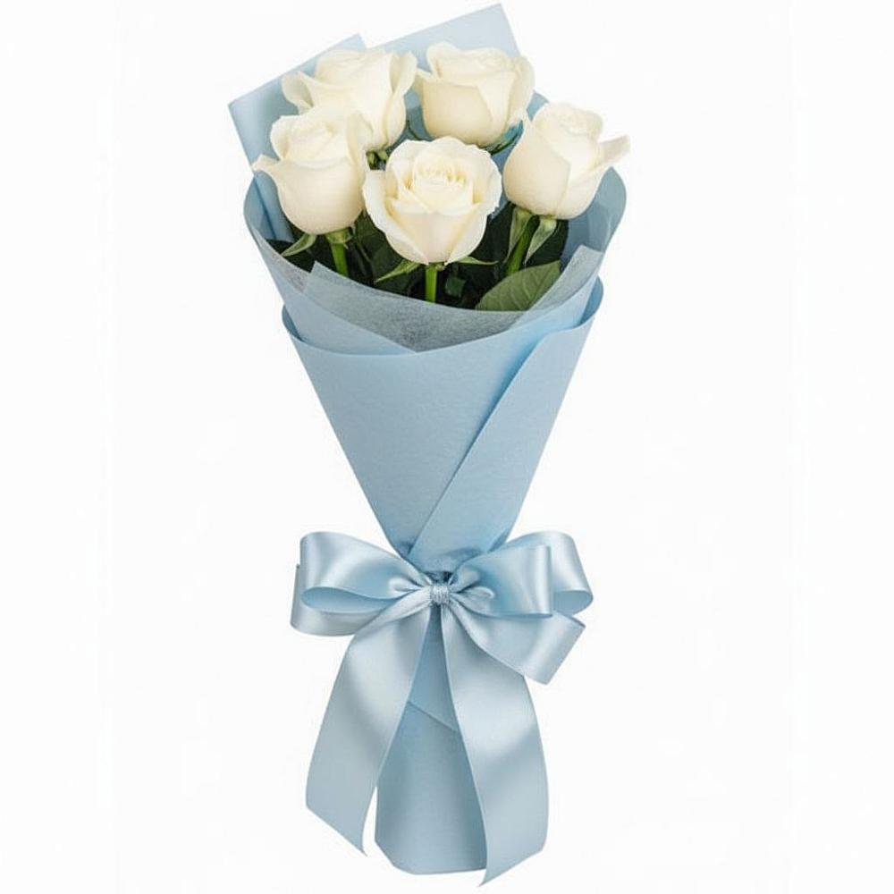 Букет 5 Белых роз Проуд в Ковалево