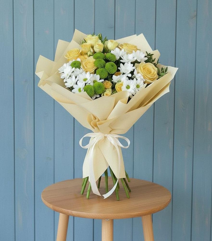 Букет цветов из: Хризантемы и Розы в Ковалево