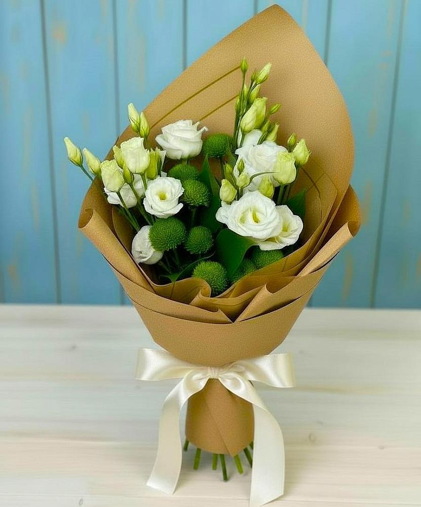 Букет цветов из: Хризантемы и Лизиантусы в Ковалево