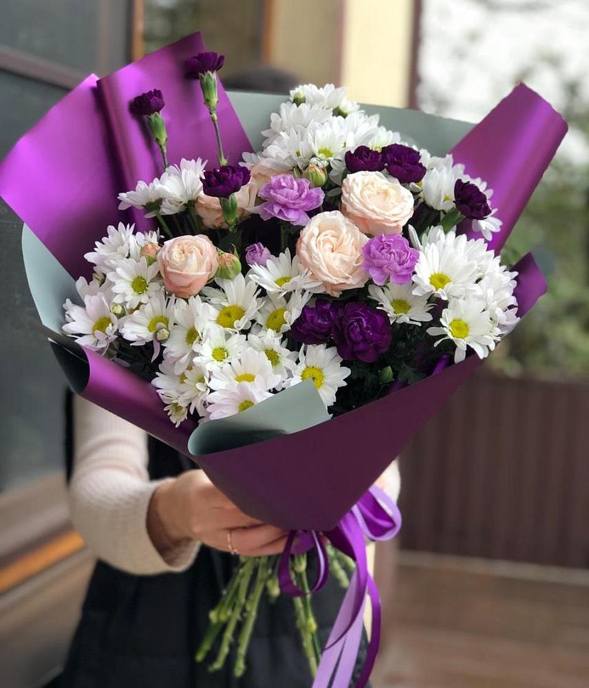 Букет цветов из: Хризантемы, Гвоздики и Розы в Ковалево