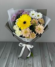 Букет цветов из:  Розы, Герберы и Хризантемы в Ковалево