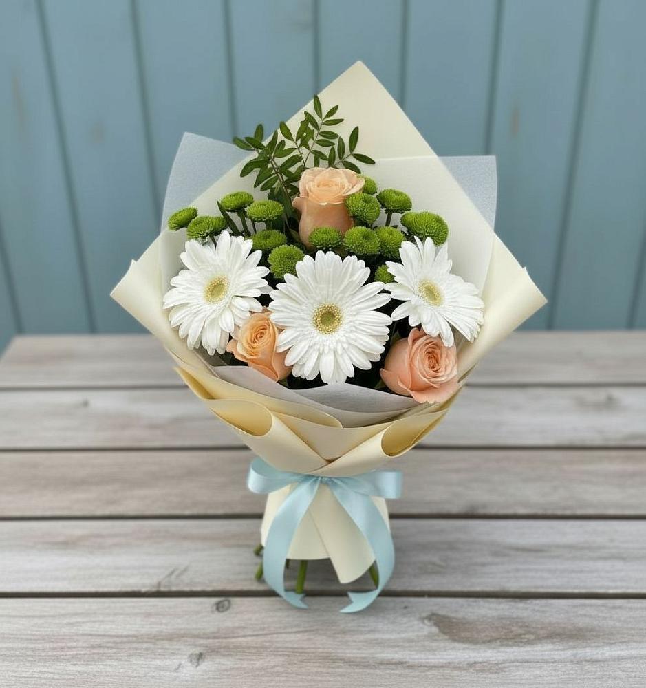 Букет цветов из: Герберы, Розы и Хризантемы в Ковалево
