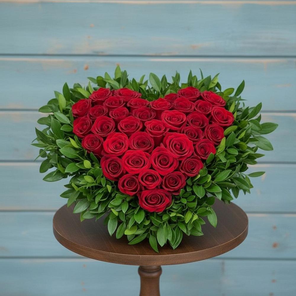 Цветочная композиция из Розы в виде сердца в Ковалево