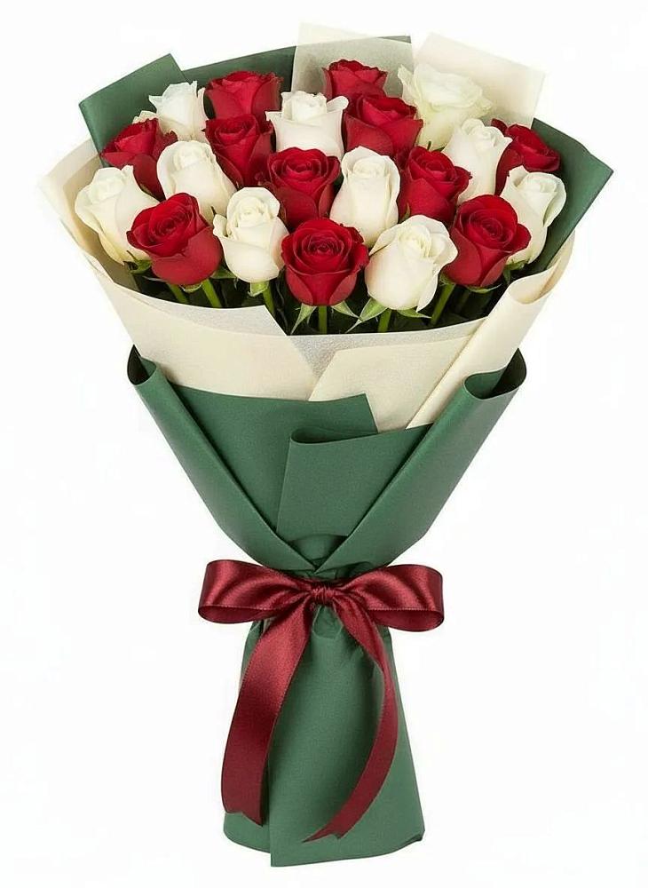 Букет Микс из красных и белых роз в Ковалево