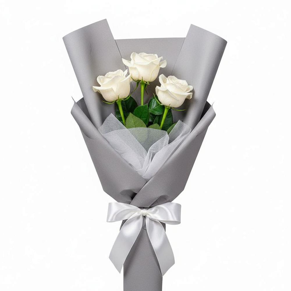 Букет 3 белые розы в Ковалево