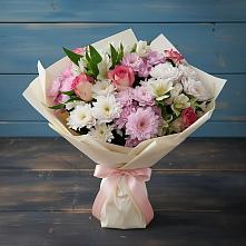 Букет цветов из:  Хризантемы, Альстромерии и Розы в Ковалево