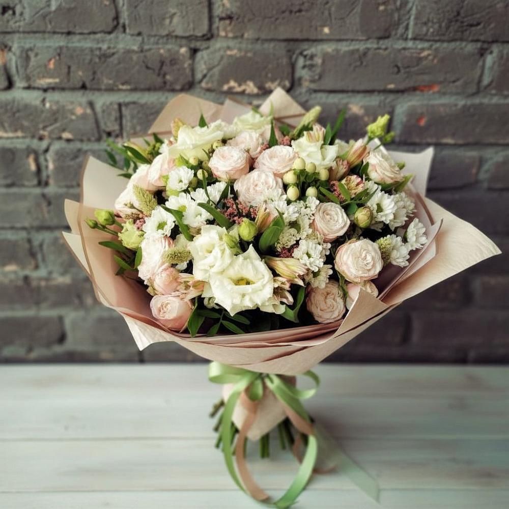 Букет цветов из: Альстромерии, Розы и Хризантемы в Ковалево