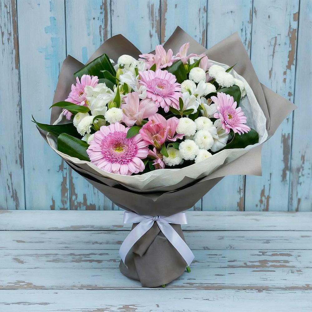 Букет цветов из: Герберы, Альстромерии и Хризантемы в Ковалево