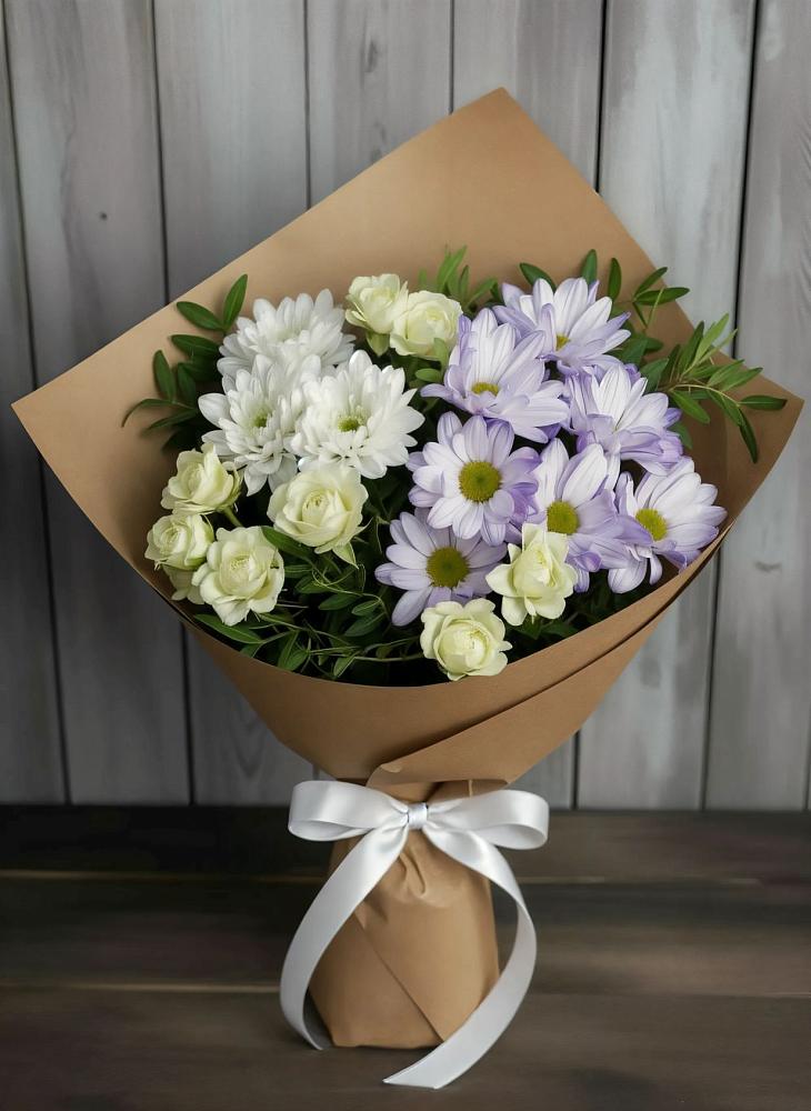 Букет цветов из: Хризантемы и Розы в Ковалево